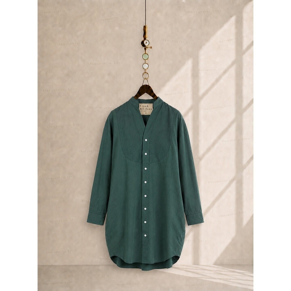 Frank & Eileen Tori Superluxe Italian Tuxedo Shirtdress Button Up Green XS